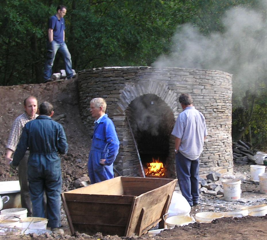 Reconstruction of a traditional C13th lime kiln at the Museum of Welsh Life